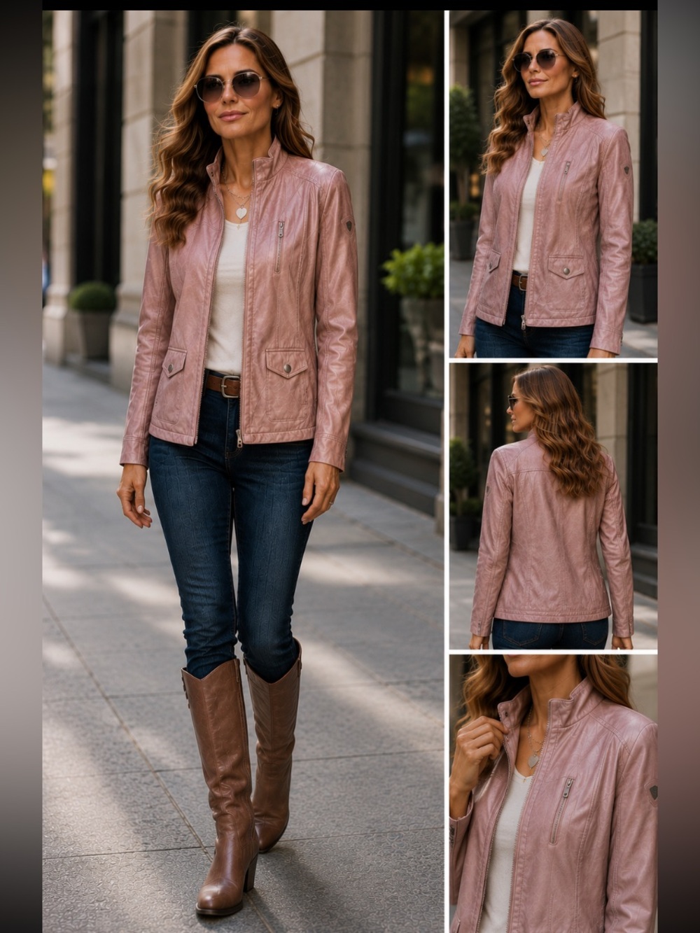 Vintage Mauve Pink Leather Jacket